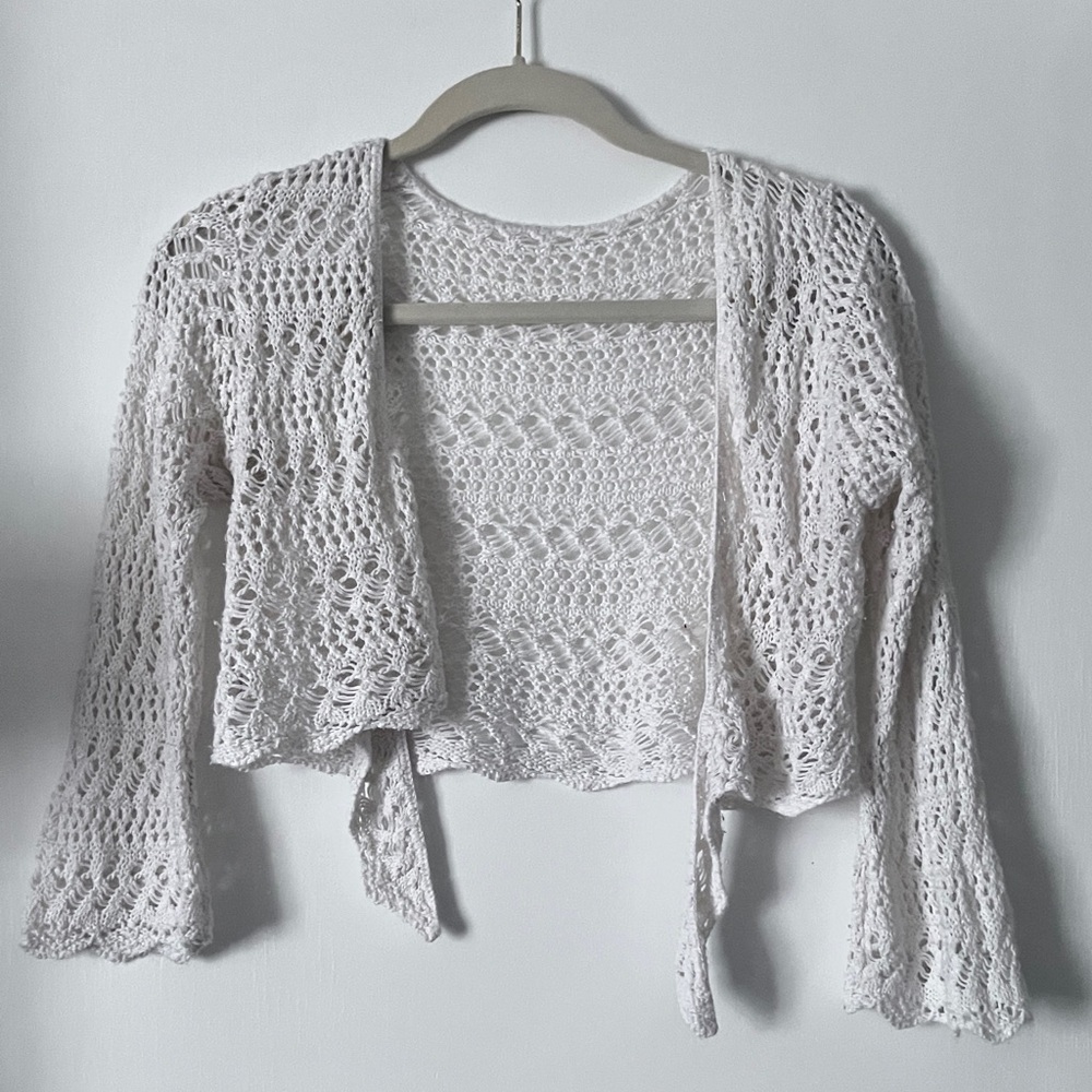 White Crochet Sweater Shrug